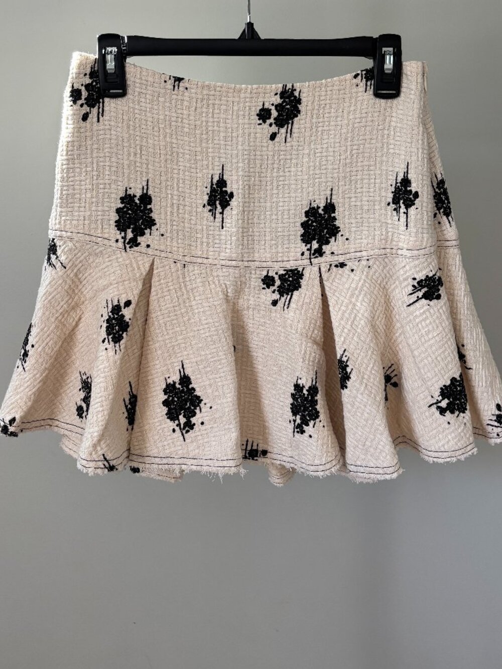 Derek Lam 10 Crosby Cream Embroidered Floral Peplum Mini Skirt Size 4 NWT